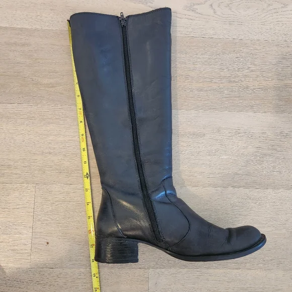 Women's Born Black Leather Zip Knee High Riding Boots Size 9.5 - Picture 7 of 7